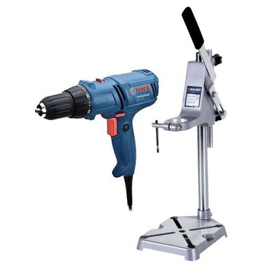 Combo Parafusadeira/Furadeira Bosch GSR 7-14E 10mm 3/8 400W Azul e Suporte para Furadeira Ds080