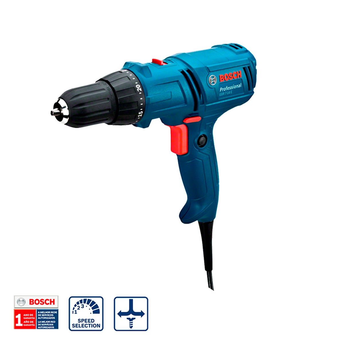 Parafusadeira e Furadeira Bosch GSR 7-14 E 400W 127V cabo 4m, marca Bosch - Foto 2