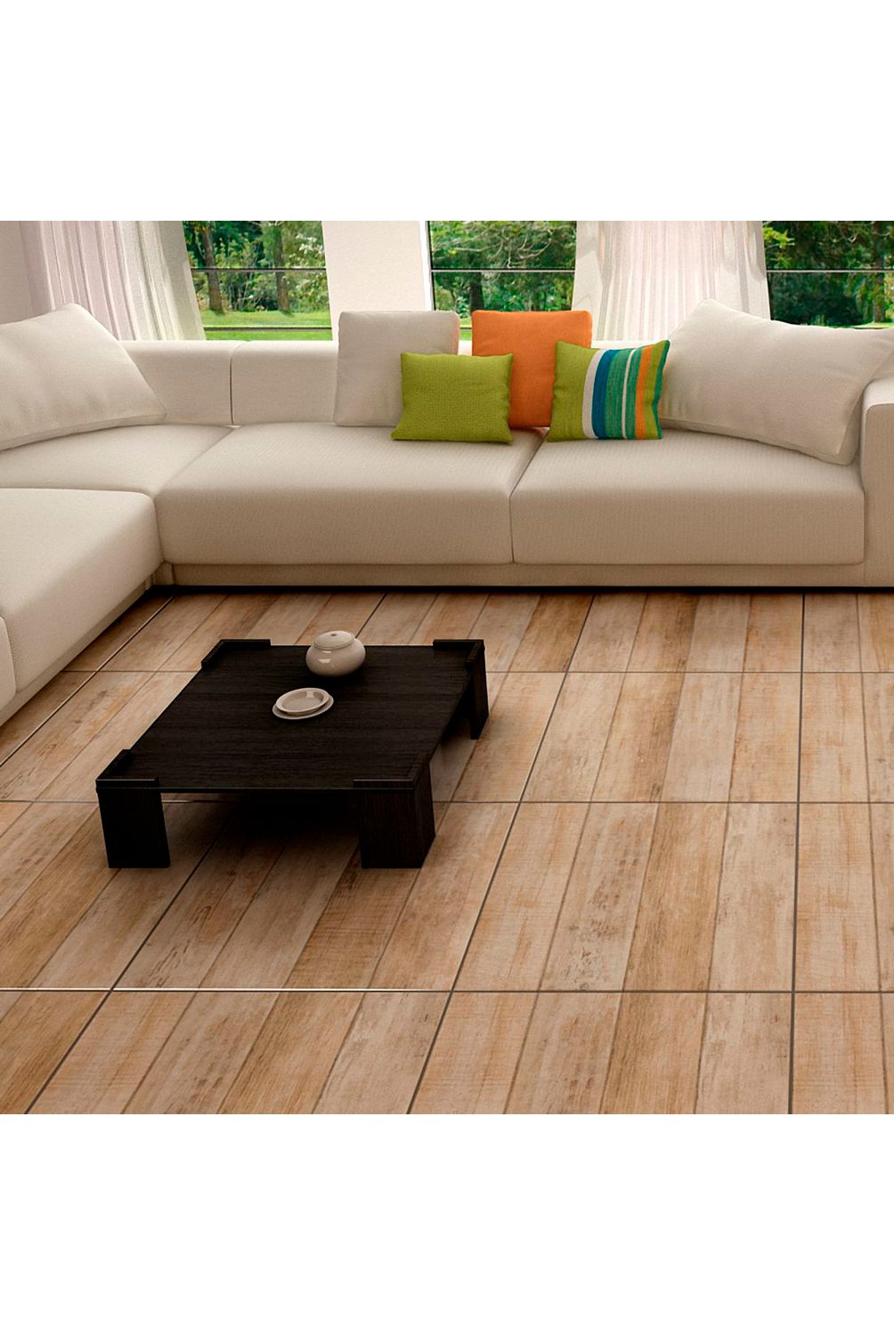 Piso Cerâmico Laminum Mix PL 62x62cm Caixa 2,32m² Marrom Holztek