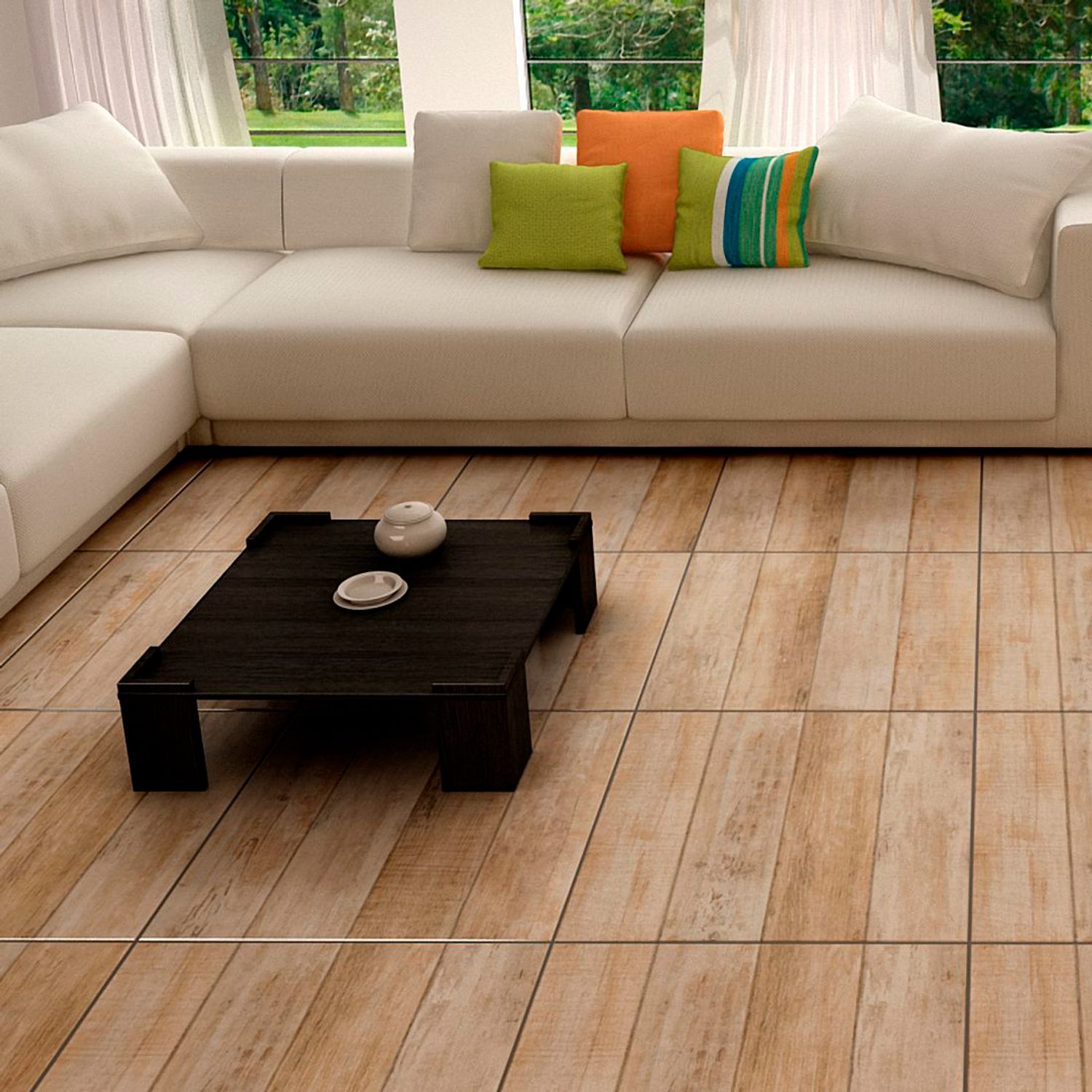 ティム Piso Cerâmico Laminum Mix PL 62x62cm Caixa 2,32m² Marrom Holztek