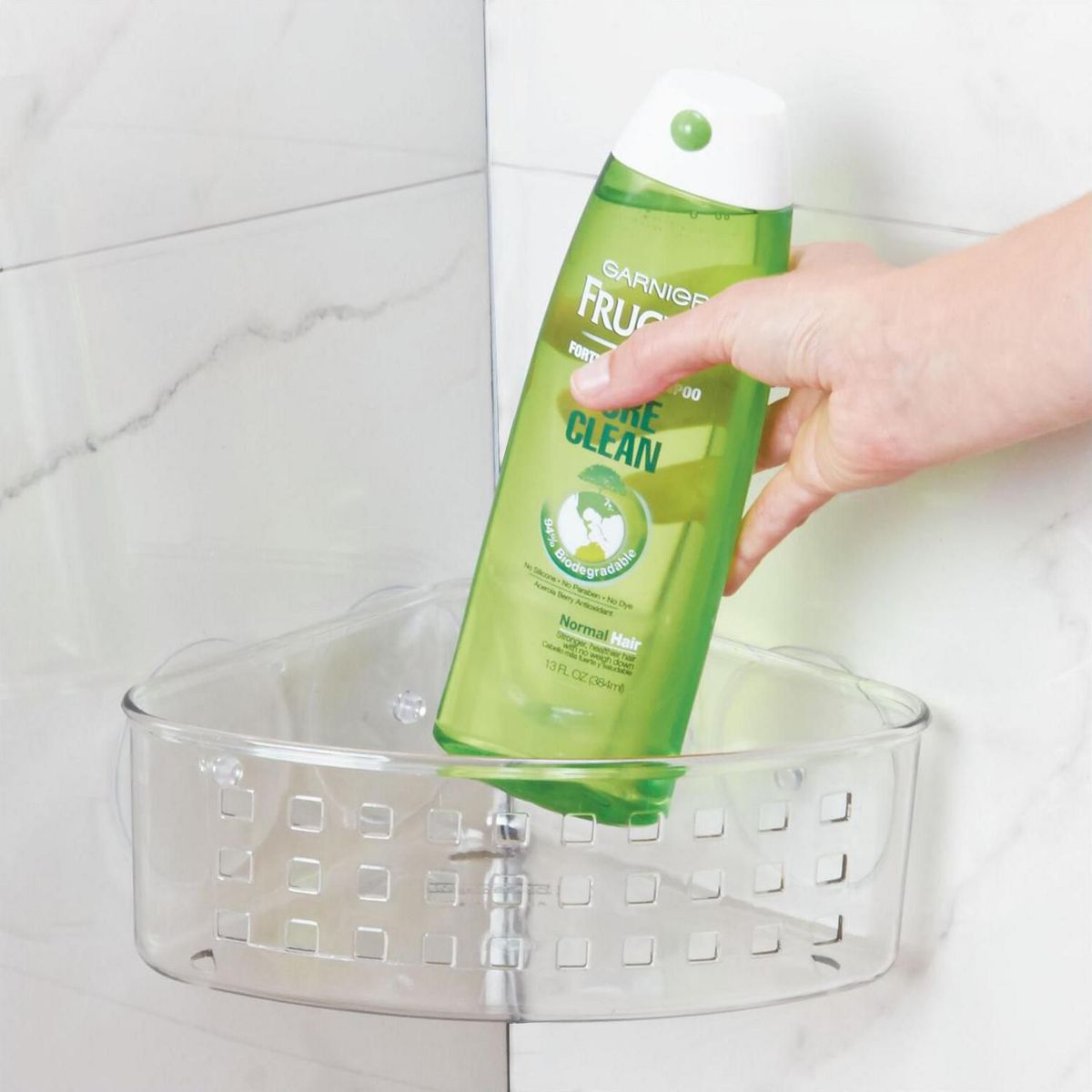 Organizador de Banheiro modelo Quina com Ventosas Transparente, marca Interdesign - Foto 2