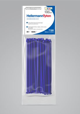 Abraadeira Nylon T18R Azul 2,5X100mm Embalagem Com 100 Unidades