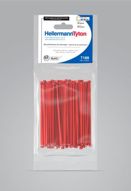 Abraadeira Nylon T18R Vermelha 2,5X100mm Embalagem Com 100 Unidades