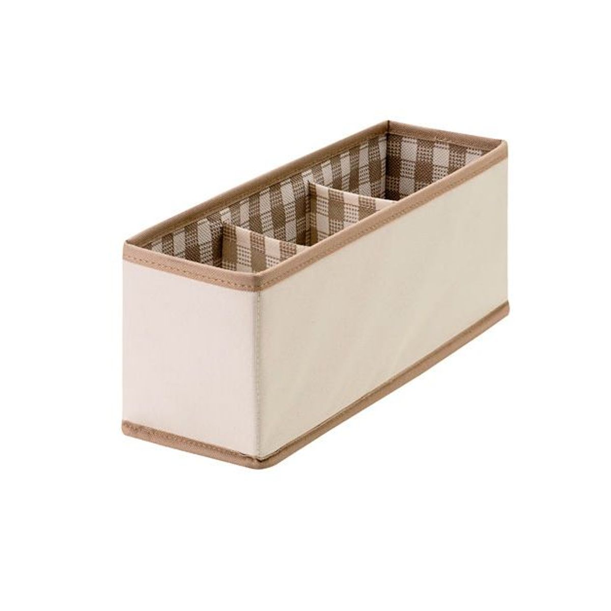 Caixa Organizadora em Poliester 33x10x13cm com 3 Compartimentos Bege Cru, marca Bemfixa - Foto Principal