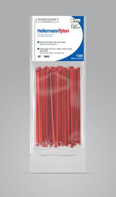 Abraadeira Nylon T30R Vermelha 3,6X150mm Embalagem Com 100 Unidades