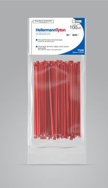 Abraadeira Nylon T50R Vermelha 4,6X200mm Embalagem Com 100 Unidades