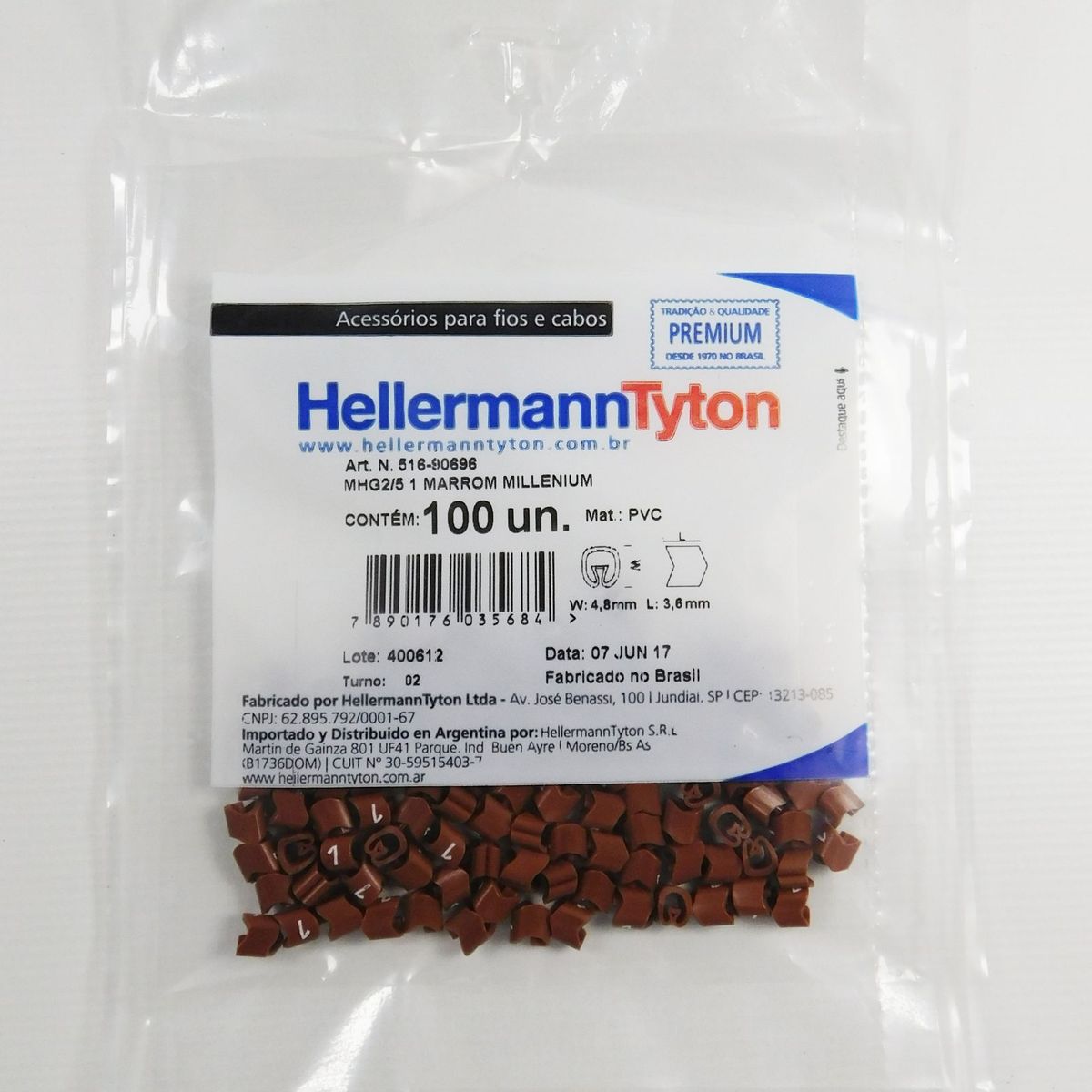 Identificação Cabos De 0,5 A 6,00 mm marrom Número 1 Embalagem Com 100 Unidades, marca Hellermann - Foto Principal