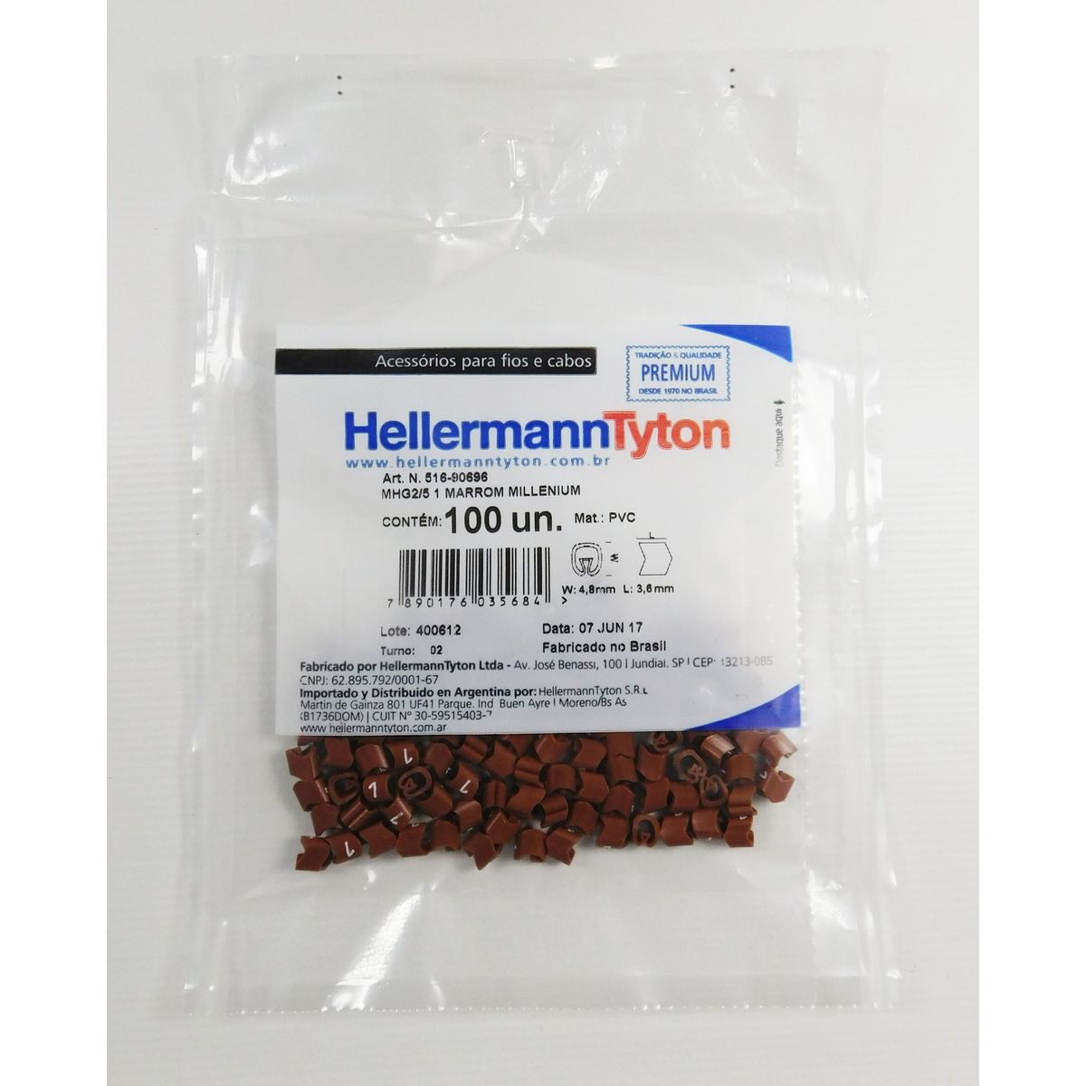 Identificação Cabos De 0,5 A 6,00 mm marrom Número 1 Embalagem Com 100 Unidades, marca Hellermann - Foto Principal