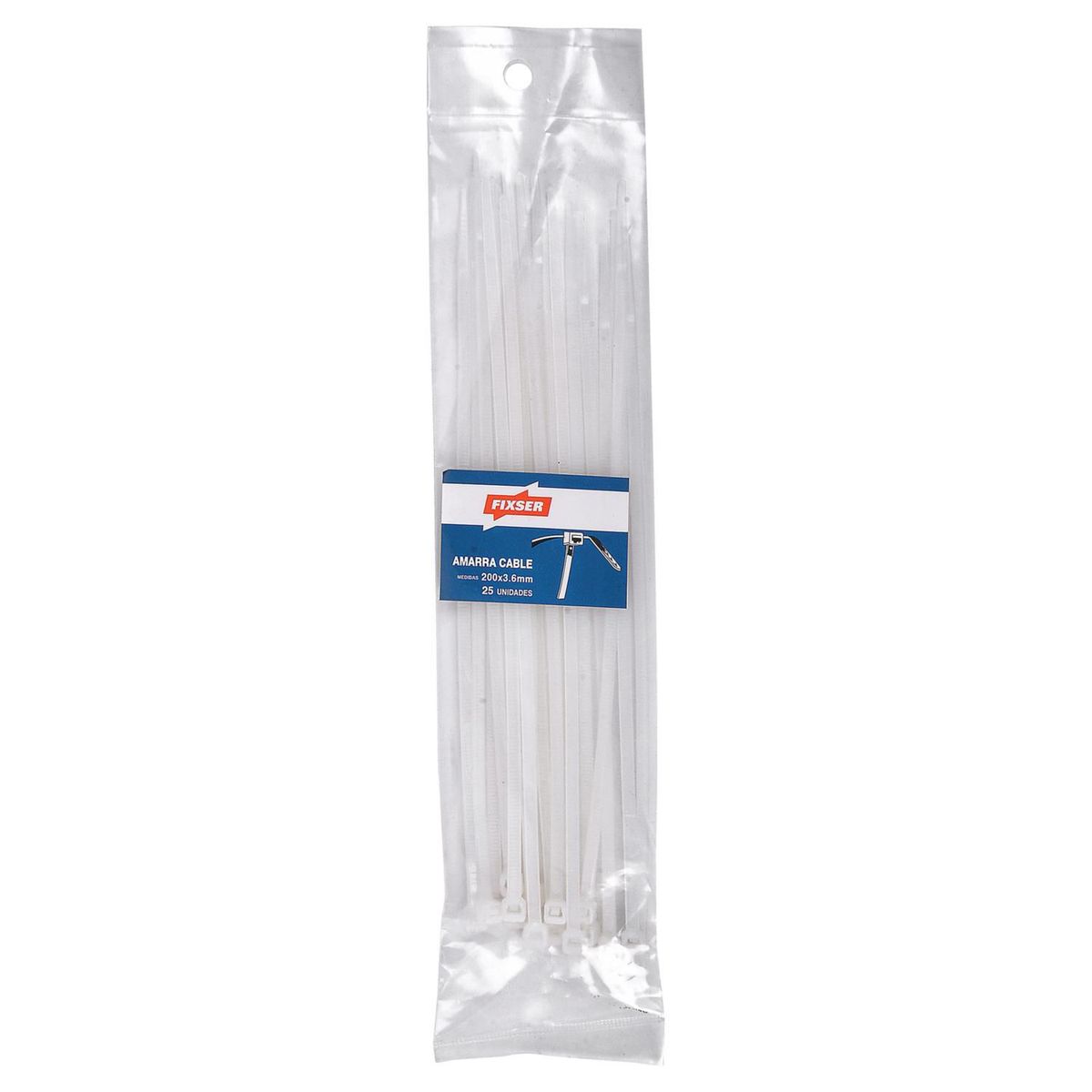 Abraçadeira Nylon 25 Unidades Branco Fixser, marca Fixser - Foto Principal