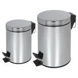 Conjunto Lixeira de 3 Litros e Lixeira de 7 Litros Aço Inox 2 Unidades