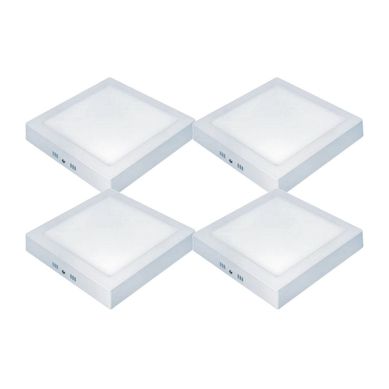 Kit com 4 Painis Sobrepor LED Quadrado Lux 6500k 24W Bivolt Branco