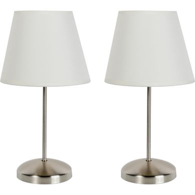 Abajur de Mesa 2 unidades 1 Lmpada 20cm Nquel e Branco