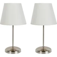 Abajur de Mesa 2 unidades 1 Lâmpada 20cm Níquel e Branco
