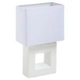 Luminária de Mesa Quadrada Cerâmica Branca E27 Casa Bonita