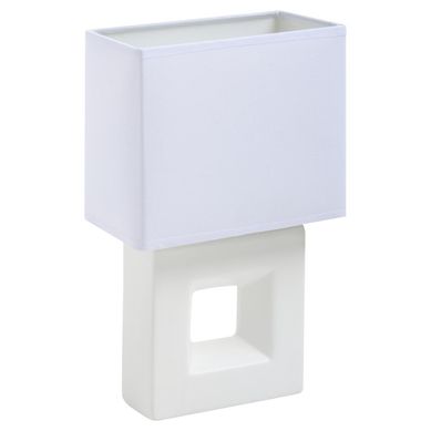 Luminria de Mesa Quadrada Cermica Branca E27 Casa Bonita