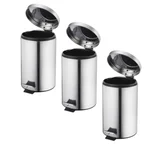 Combo com 3 Lixeiras Inox 3 Litros