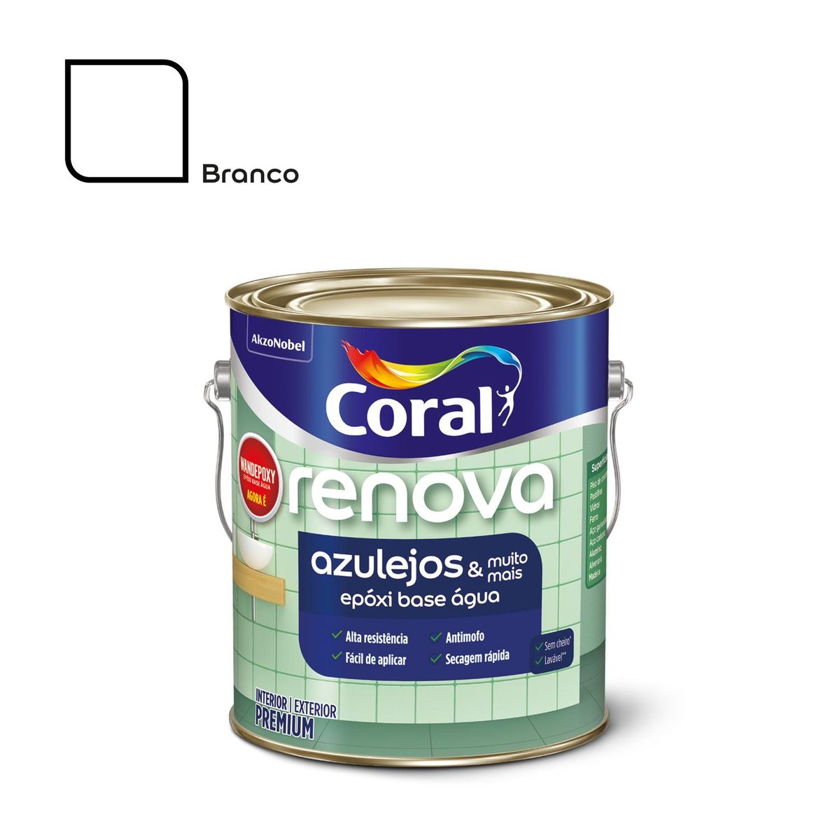 Esmalte Epóxi Brilhante Wandepoxy Base Água, Branco, 3.6L, marca Coral - Foto Principal