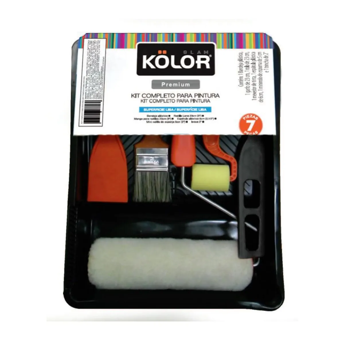Kit Completo para Pintura Esmalte Acrílica e Látex 7 Peças Kolor Preto, marca Kolor - Foto Principal