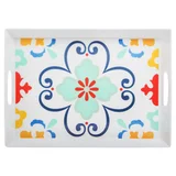 Bandeja Retangular Melamina Mandala Cores 46,7x33,5cm