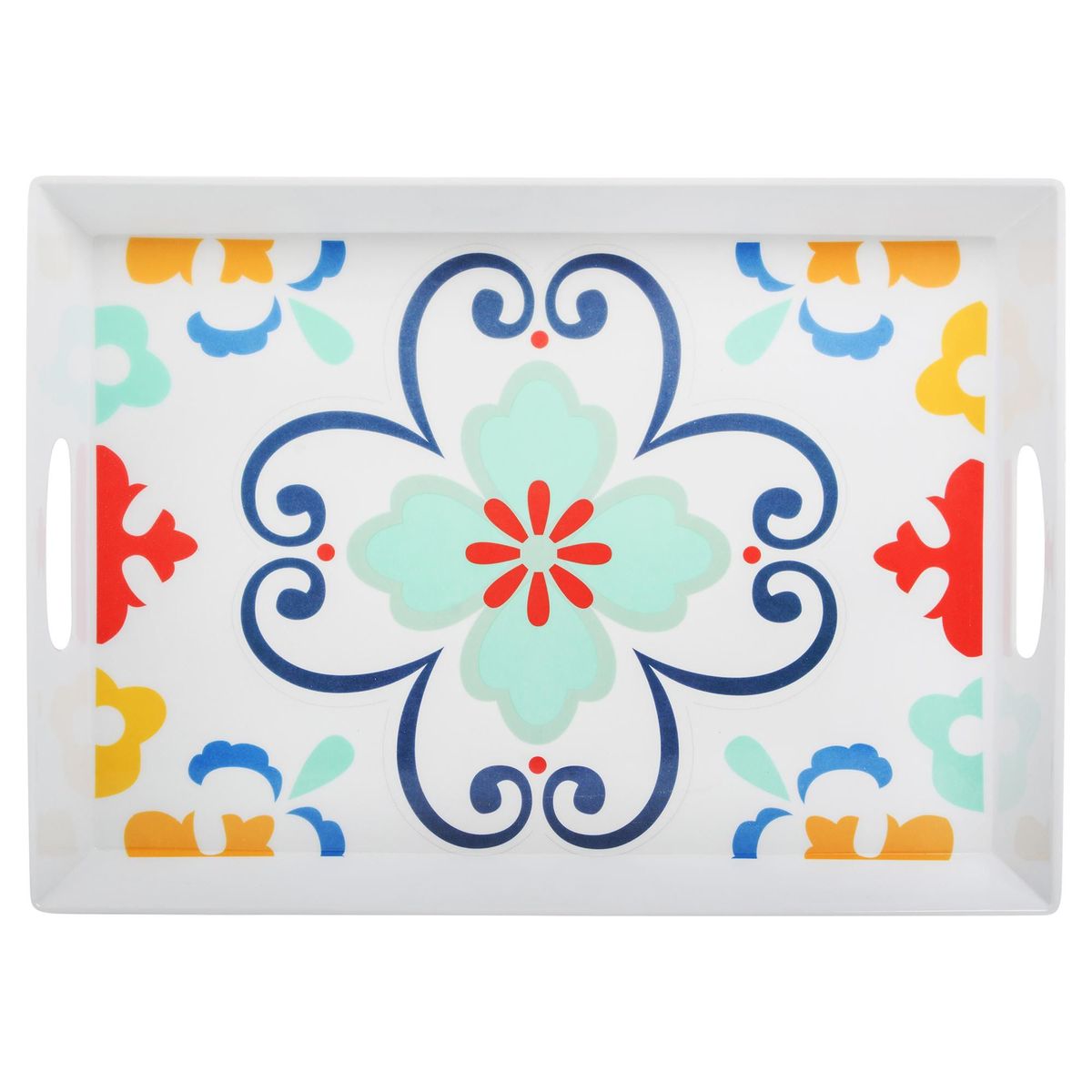 Bandeja Retangular Melamina Mandala Cores 46,7x33,5cm, marca Just Home Collection - Foto Principal