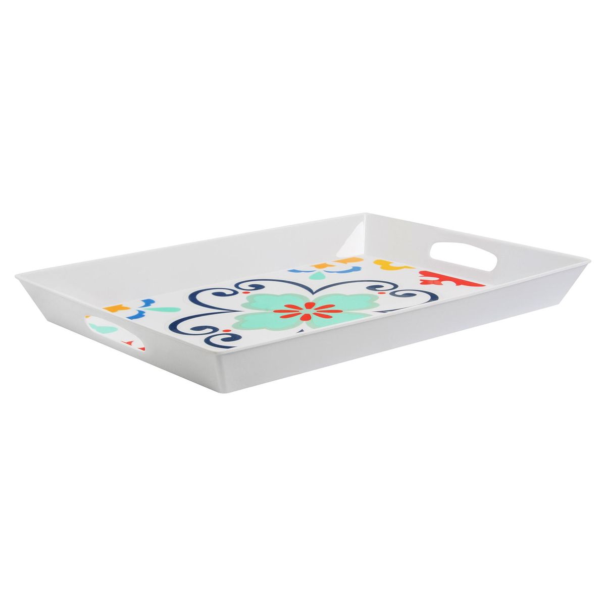 Bandeja Retangular Melamina Mandala Cores 46,7x33,5cm, marca Just Home Collection - Foto 2