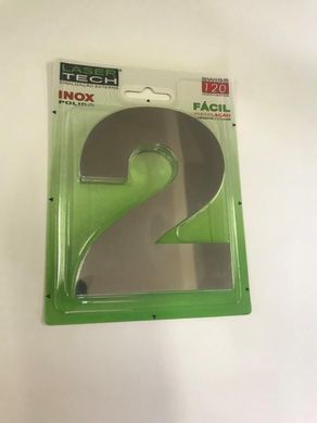 Algarismo 2 Polido 12cm Inox