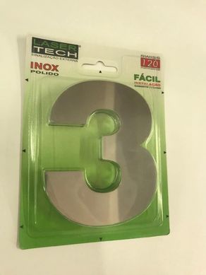 Algarismo 3 Polido 12cm Inox