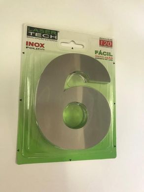 Algarismo 6 Polido 12cm Inox