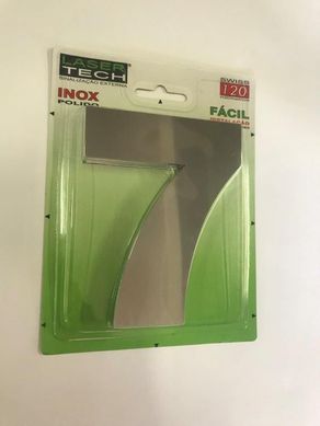 Algarismo 7 Polido 12cm Inox