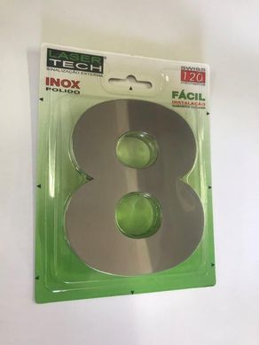 Algarismo 8 Polido 12cm Inox
