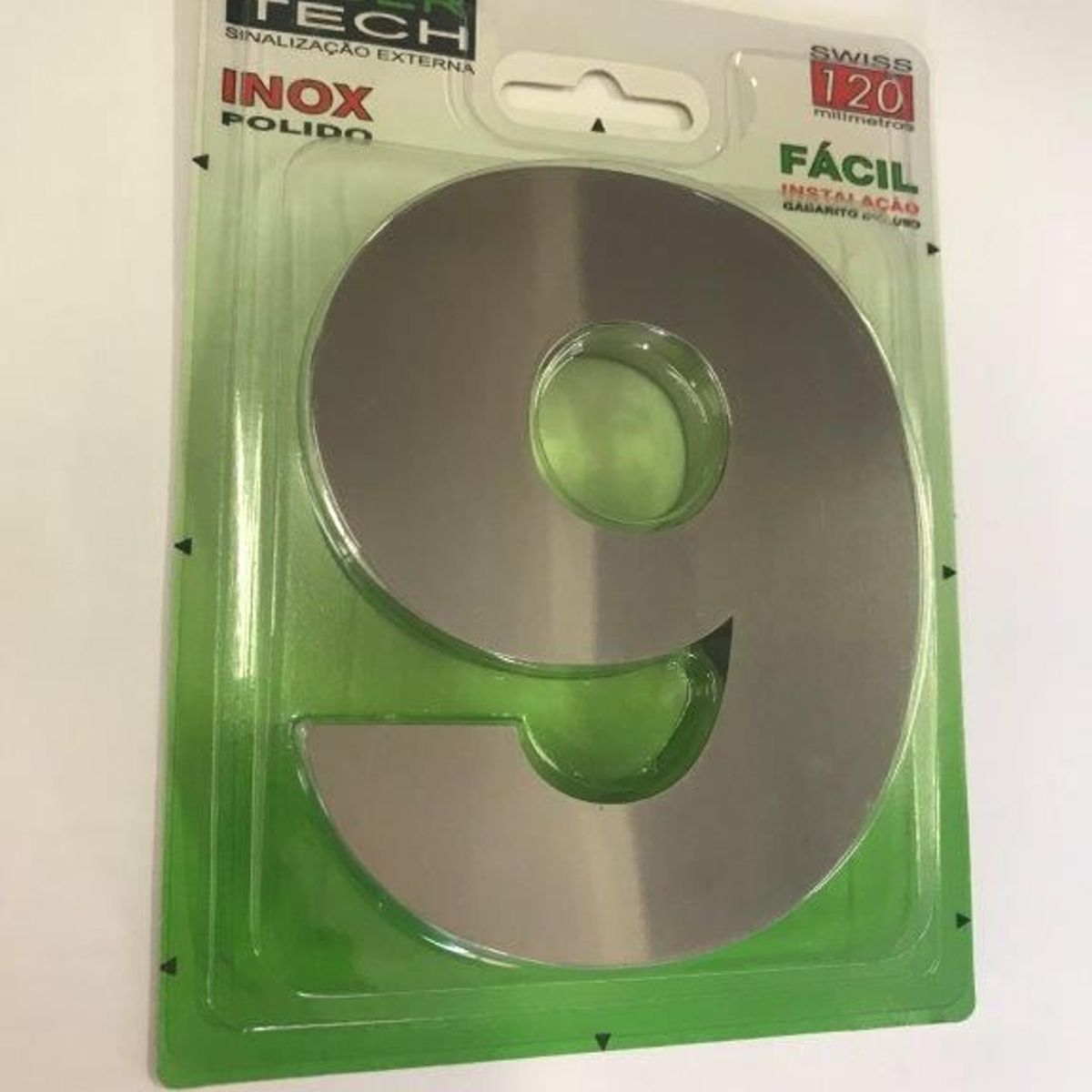 Algarismo 9 Polido 12cm Inox, marca Display Show - Foto Principal