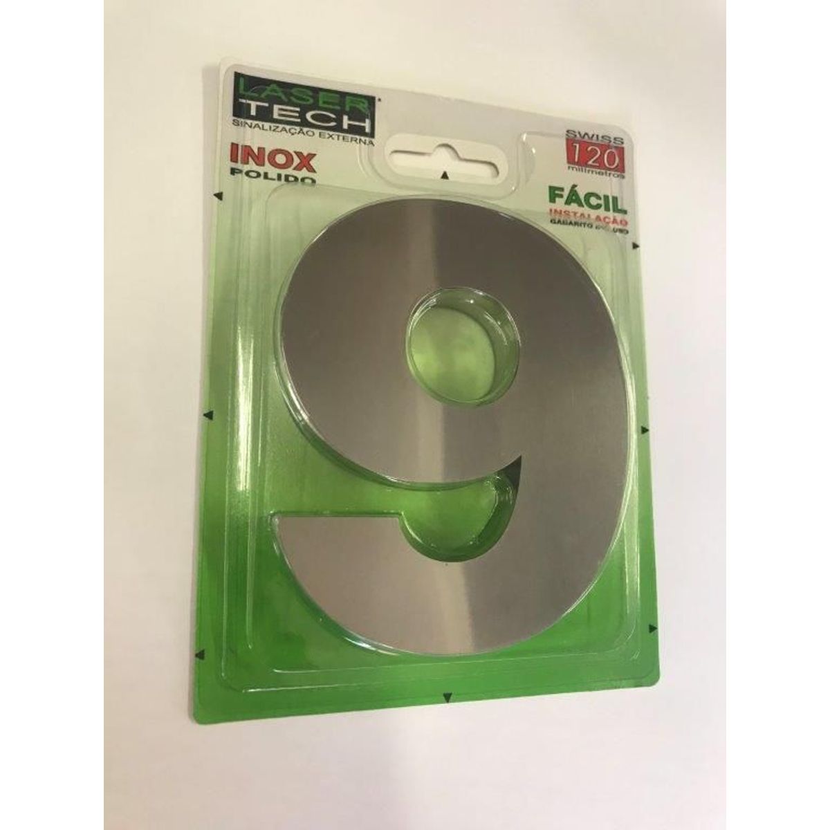 Algarismo 9 Polido 12cm Inox, marca Display Show - Foto Principal