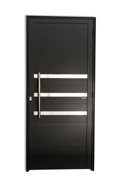 Porta Lambri e Friso Alumnio Preto Esquerda 210x100x4,6cm Super 25