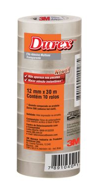 Fita Durex Pacote com 10, Transparente, 12mmx30m
