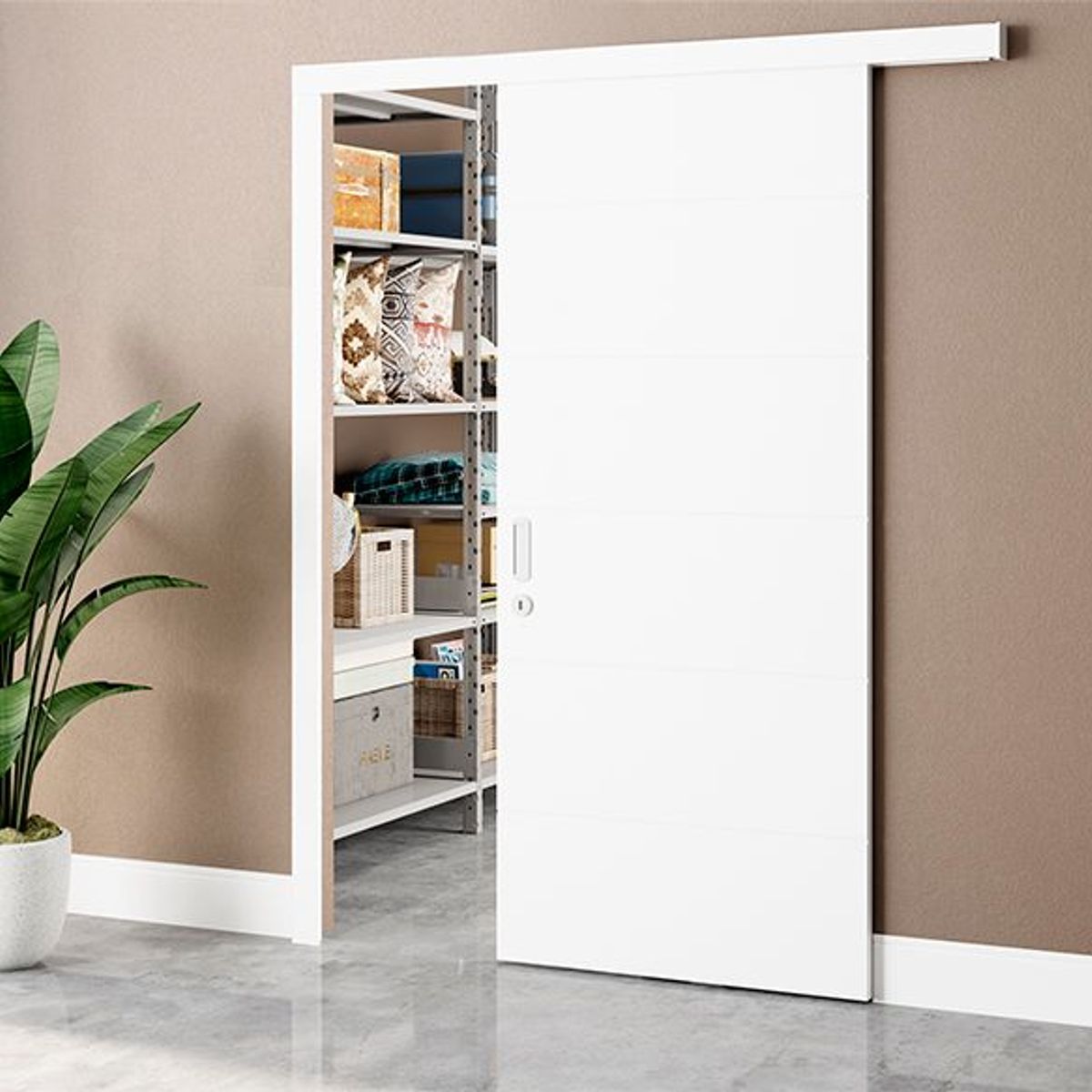 Porta Montada de Correr Interna Madeira Solida MDP Branco UV Acabado Esquerda 210x82x3,5cm Bella, marca Vert - Foto 2