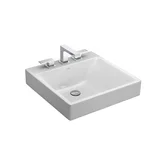 Cuba de Apoio/Sobrepor Quadrado com Mesa L98 17 Branco 50cm Deca