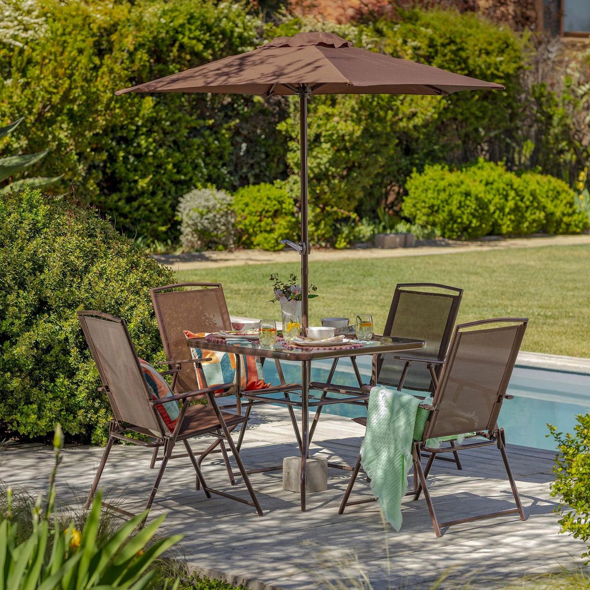 Conjunto Menorca Varanda Quadrado 6 Peças Marrom, marca Just Home Collection - Foto Principal