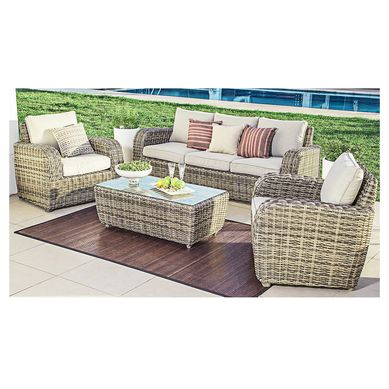 Conjunto Astrias Varanda 4 Peas Alumnio/Ratan, Cru