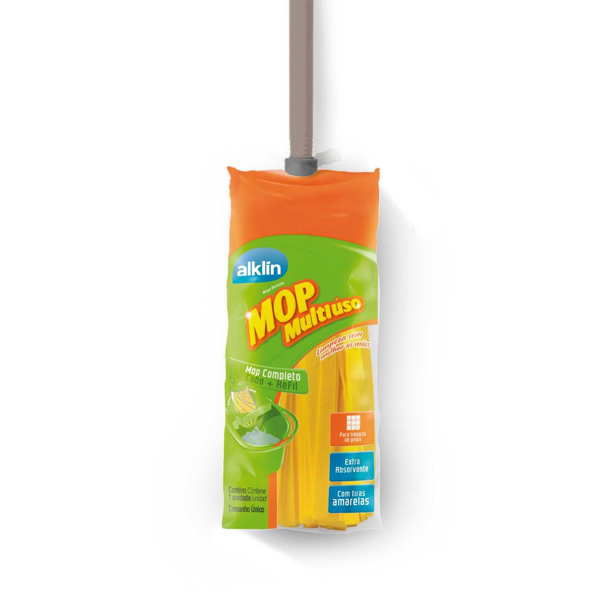 Mop Multiuso com Tiras com Cabo Amarelo, marca Alklin - Foto Principal