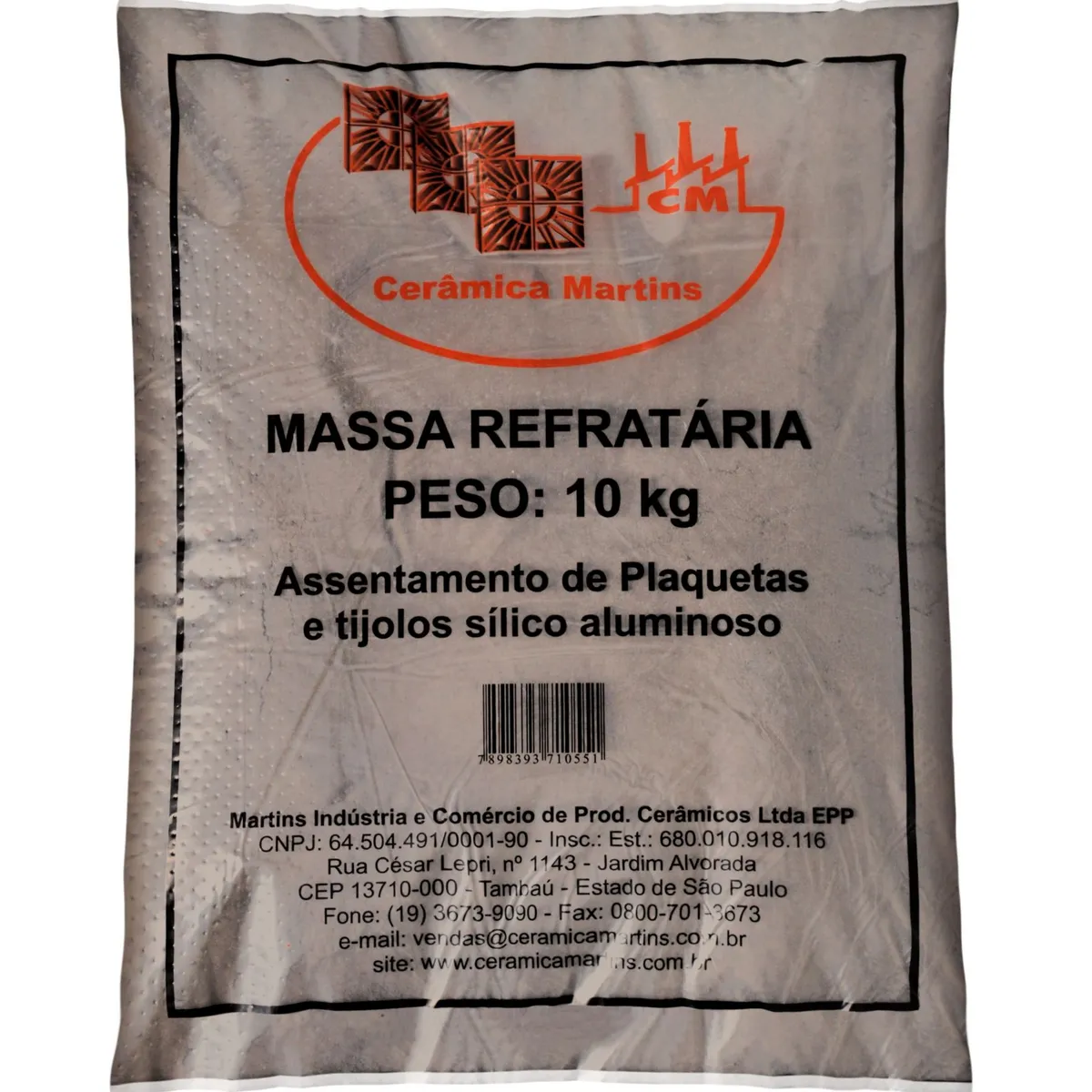 Massa Refratária Seca 10Kg Cinza, marca Cerâmica Martins - Foto Principal