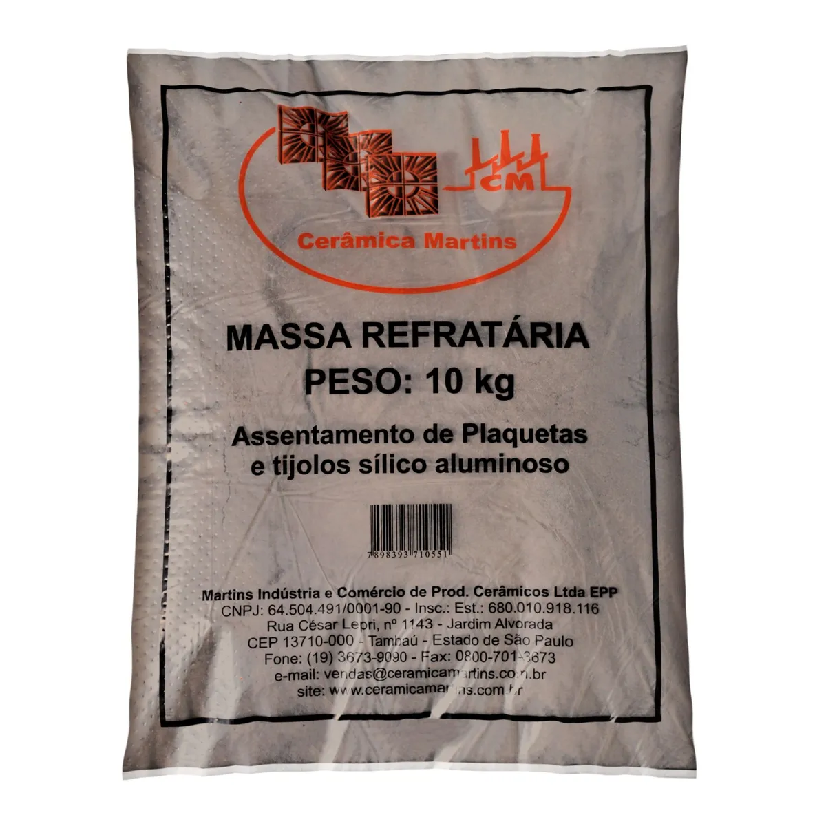 Massa Refratária Seca 10Kg Cinza, marca Cerâmica Martins - Foto Principal