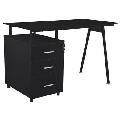 Mesa Escritrio Tripoli Tampo de Vidro e 3 Gavetas Embutida 76x60x120cm Preto