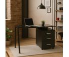 Mesa de Escritório Tripoli Tampo de Vidro e 3 Gavetas Embutida 76x60x120cm Preto Just Home Collection