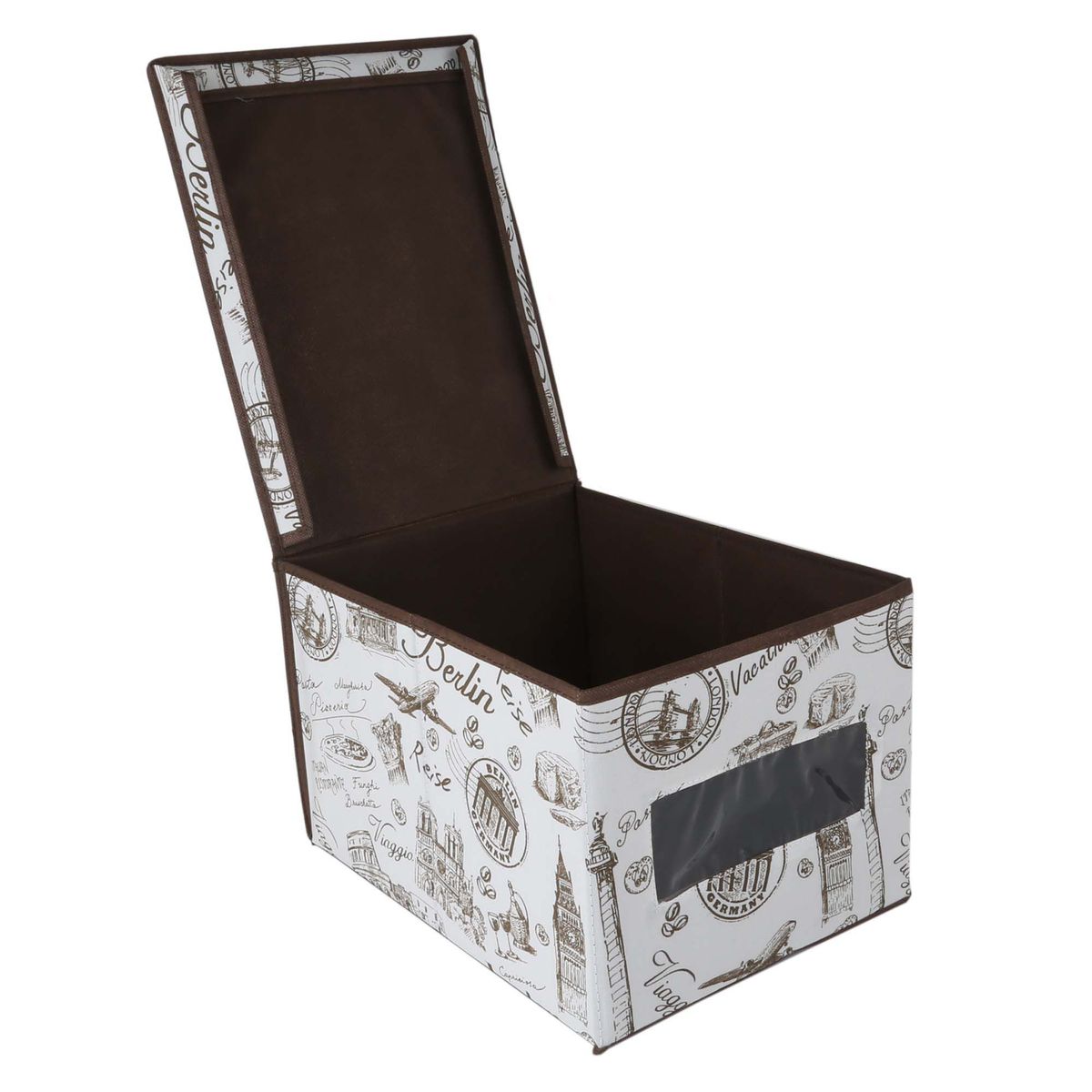 Caixa em Tecido com Visor Europa 30x40x25cm Colorido, marca Just Home Collection - Foto 2