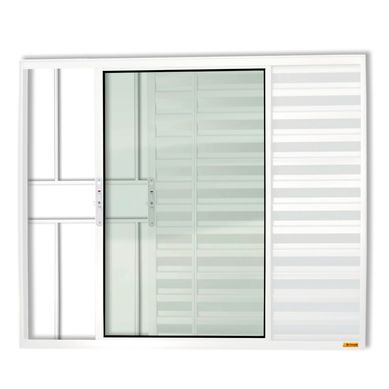 Janela Veneziana Alumnio Branco 3 Folhas Com Grade Esquerda 100x150x8cm Confort