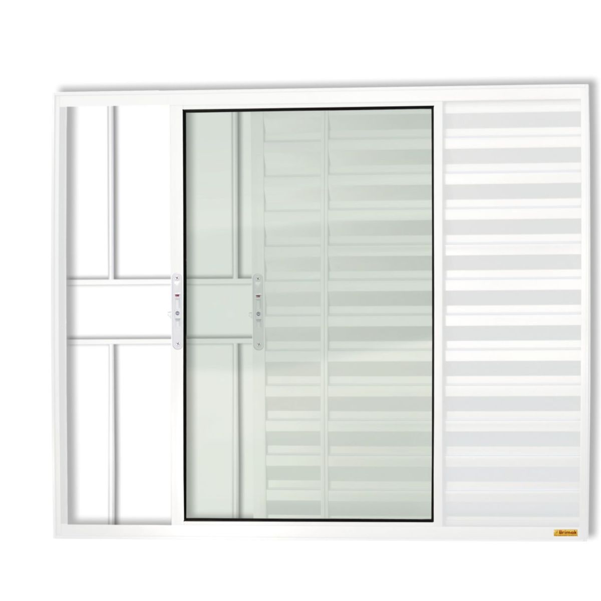 Janela Veneziana Alumínio Branco 3 Folhas Com Grade Esquerda 100x150x8cm Confort, marca Brimak - Foto 2