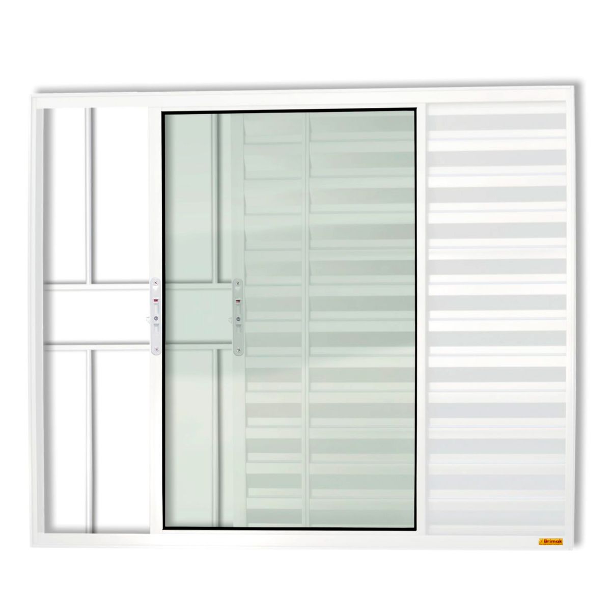 Janela Veneziana Alumínio Branco 3 Folhas Com Grade Esquerda 100x150x8cm Confort, marca Brimak - Foto Principal