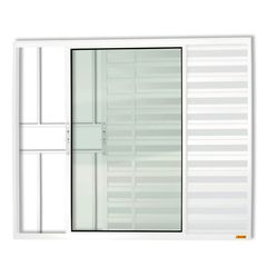 Janela Veneziana Alumínio Branco 3 Folhas Com Grade Esquerda 100x150x8cm Confort