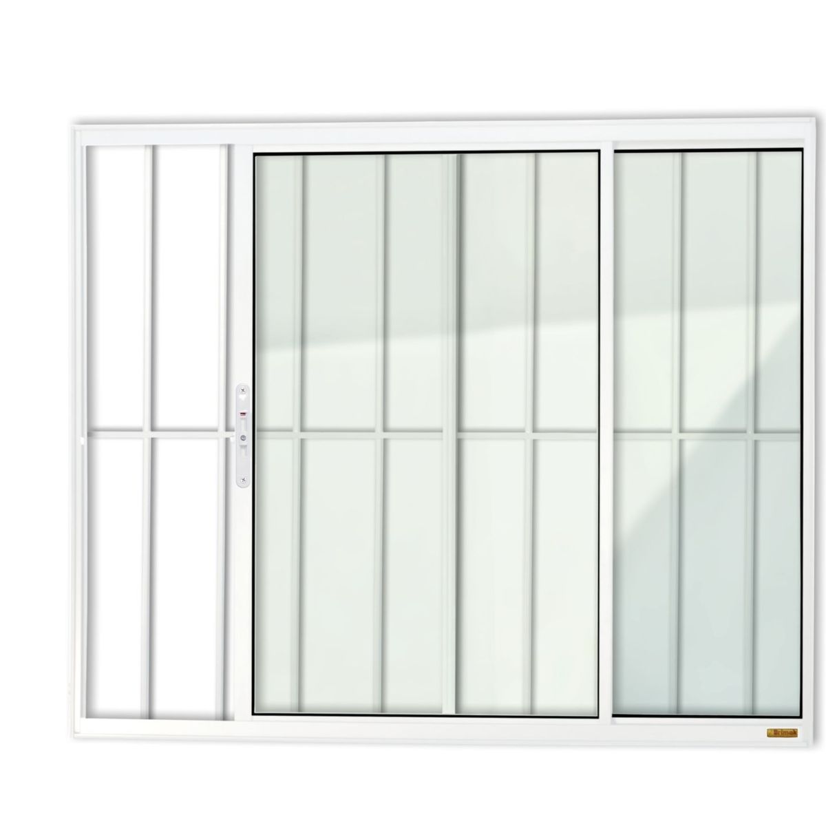 Janela de Correr Alumínio Branco 2 Folhas Com Grade Esquerda 100x150x8cm Confort, marca Brimak - Foto Principal