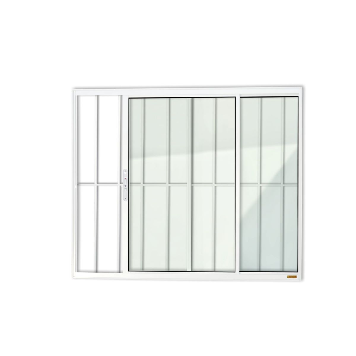 Janela de Correr Alumínio Branco 2 Folhas Com Grade Esquerda 100x150x8cm Confort, marca Brimak - Foto Principal